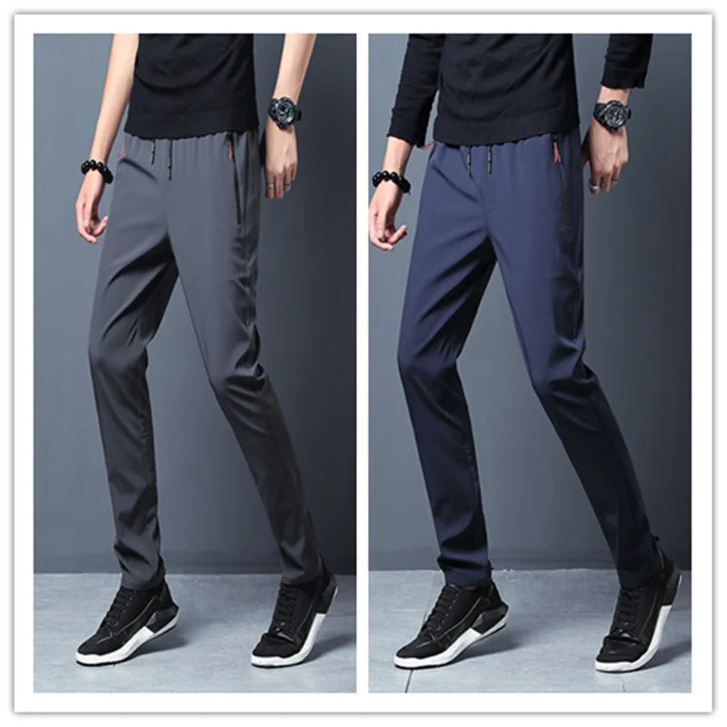 Men's Casual Pants Stretch Slim Fit Elastic Waist Jogger Korean Classic Blue Black Gray Male Brand Trousers Plus Size 4XL 5XL