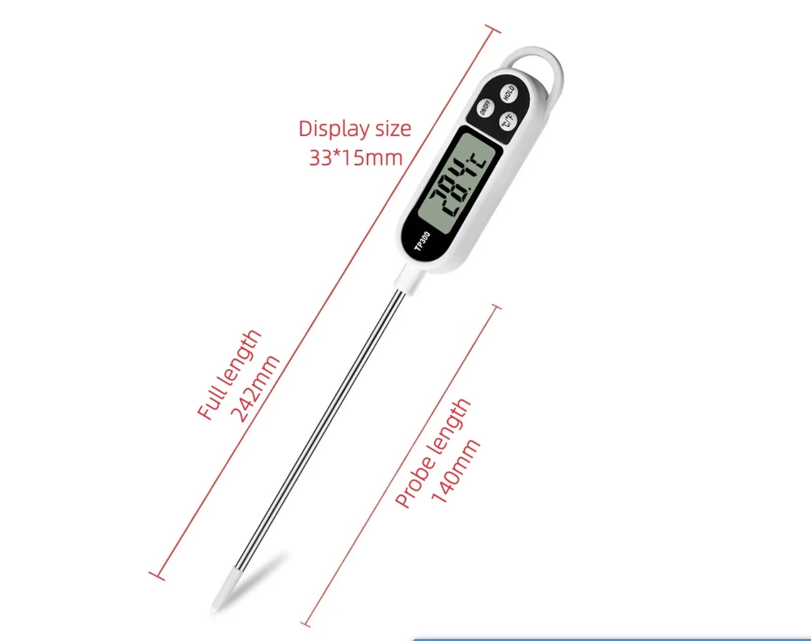 1PCS Food Thermometer TP300 Digital Kitchen Thermometer For Meat Cooking Food Probe BBQ Electronic Oven Kitchen Tools Portable