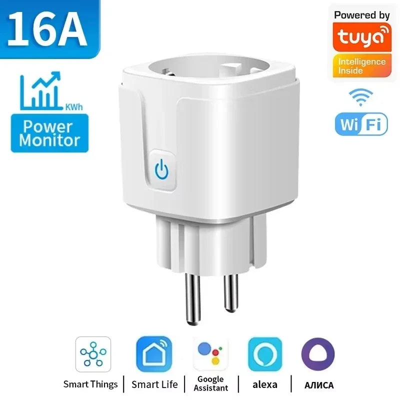 ZigBee Tuya Smart WiFi Plug Socket EU Outlet 16A/20A Power Monitor Timer Voice Control Alexa Google Home Smart Life Yandex Alice