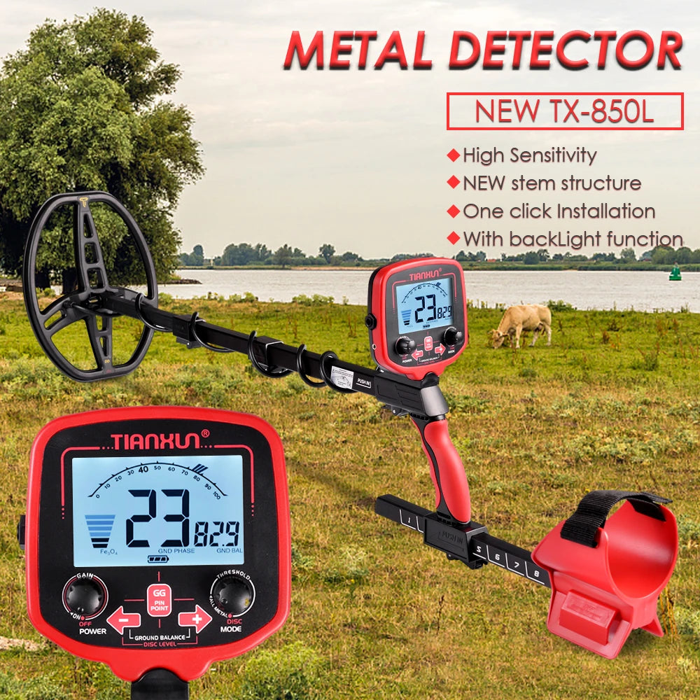 TX-850L Metal Detector Professional Underground Depth Metal Detector High Sensitivity Gold Treasure Hunter backLight Pinpointer