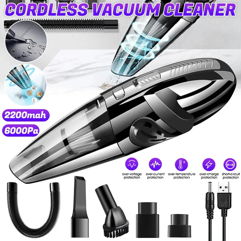 Wireless Vacuum Cleaner Powerful Cyclone Suction Rechargeable Handheld Car Vacuum Cleaner Quick Charge for Car Home Pet Hair