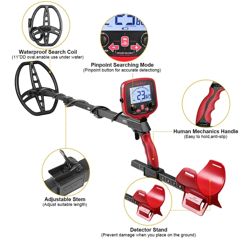 High Sensitivity TX-850L Upgrade Detector for Treasure Hunting Backlight Mode Industrial Underground Metal Detector