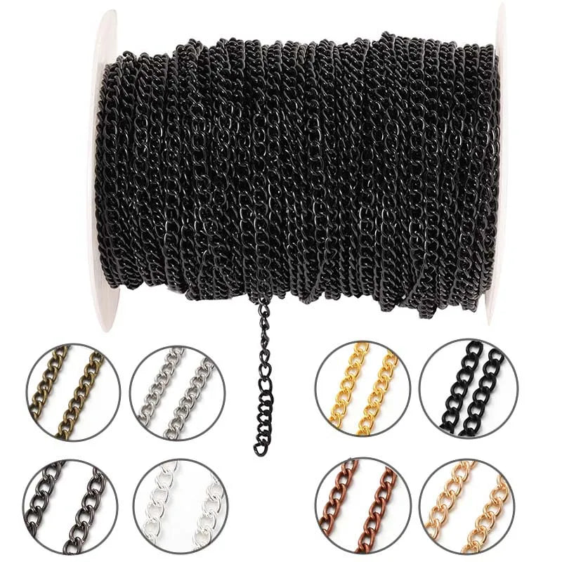 2 Meter Flat 2.5/3.5/4.5mm Extension Thin Chain Metal Chain DIY Necklace Body Chain Jewelry Making Chain Accessories