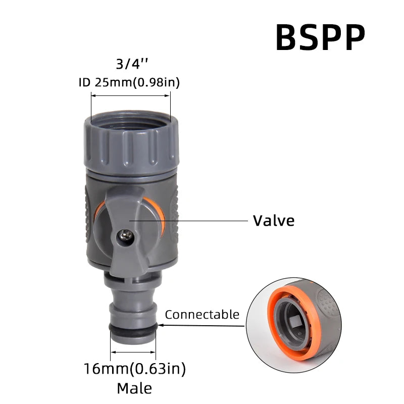 1-Pcs 1/2" 3/4" 1" Garden Hose Quick Connect Adapters -EU BPS Threaded Fittings for Faucets, Spray Guns & Watering Systems