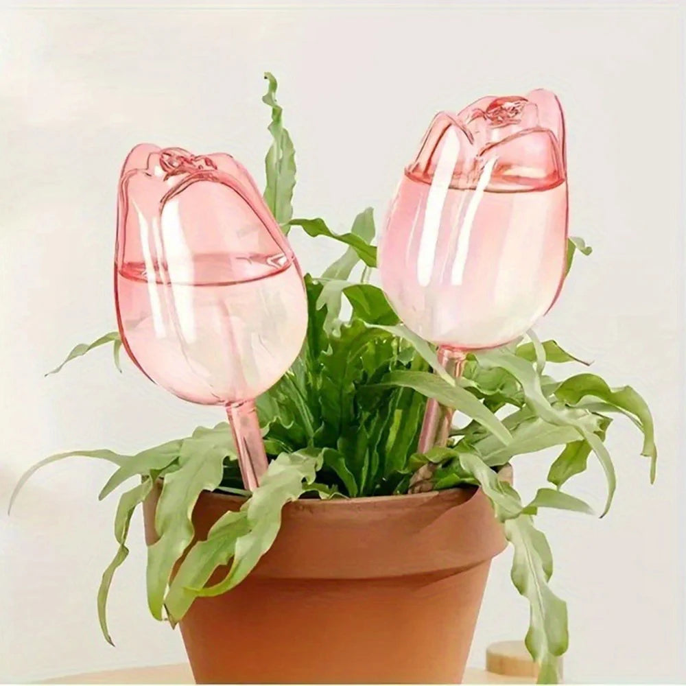 Garden Pink Tulip Plant Watering Balls, Suitable For Indoor Outdoor Plants, Automatic Plant Drippers, And Automatic Watering