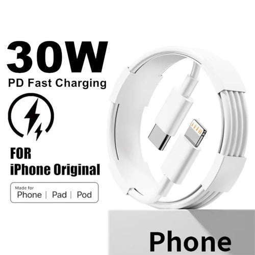 30W PD Fast Charging Cable for iPhone 17 16 15 14 13 12 mini 11 Pro XS Max XR X 8 7 Plus SE Cable 1m 1.5m 2m 3m