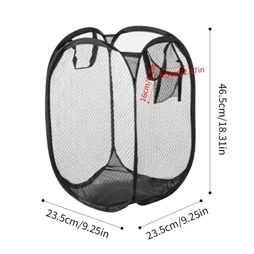 Folding Dirty Laundry Sorting Basket Washing Frame Bathroom Cloth Mesh Storage Bag Frame Bucket Laundry Organizers Storage Pouch