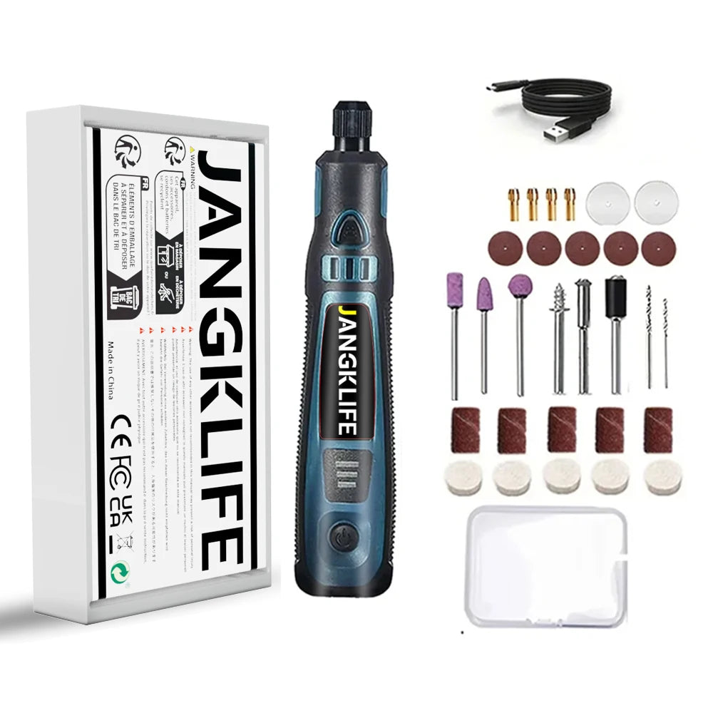 JANGKLIFE USB Cordless Rotary Tool Kit Woodworking Engraving Pen DIY For Jewelry Metal Glass Mini Wireless Drill