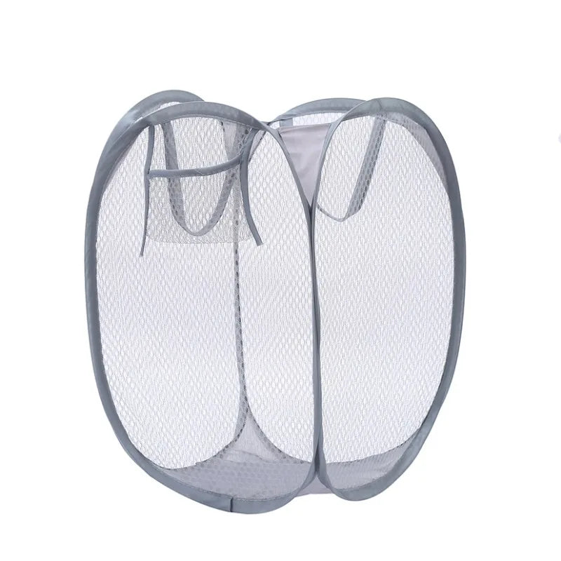Folding Dirty Laundry Sorting Basket Washing Frame Bathroom Cloth Mesh Storage Bag Frame Bucket Laundry Organizers Storage Pouch