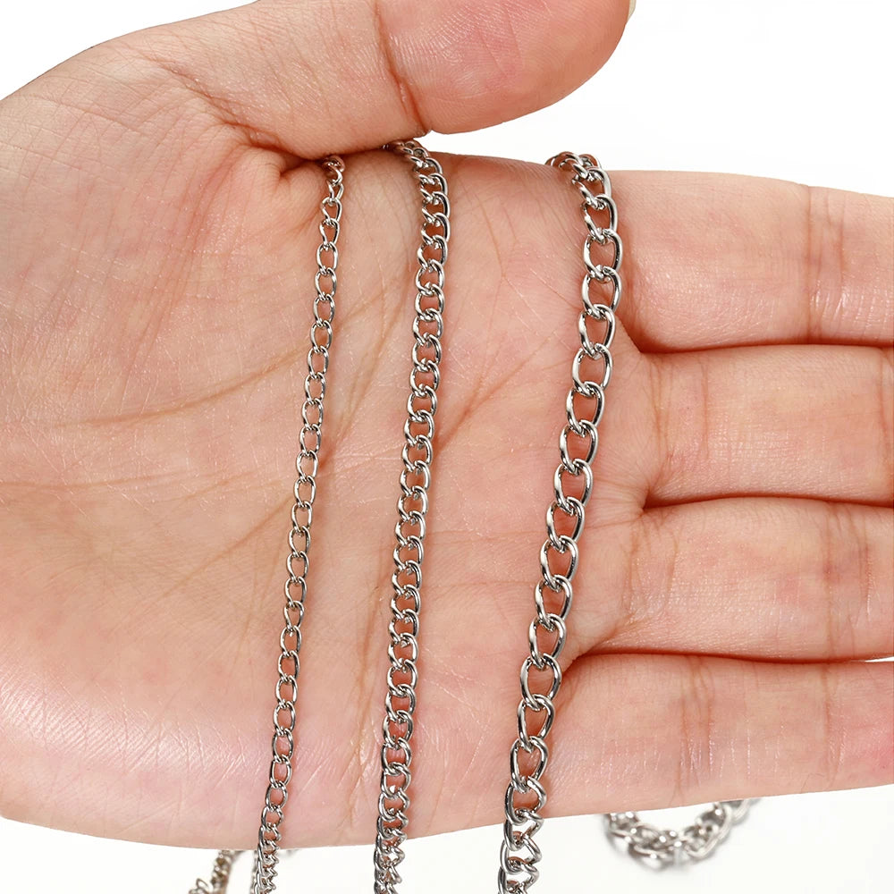 2 Meter Flat 2.5/3.5/4.5mm Extension Thin Chain Metal Chain DIY Necklace Body Chain Jewelry Making Chain Accessories