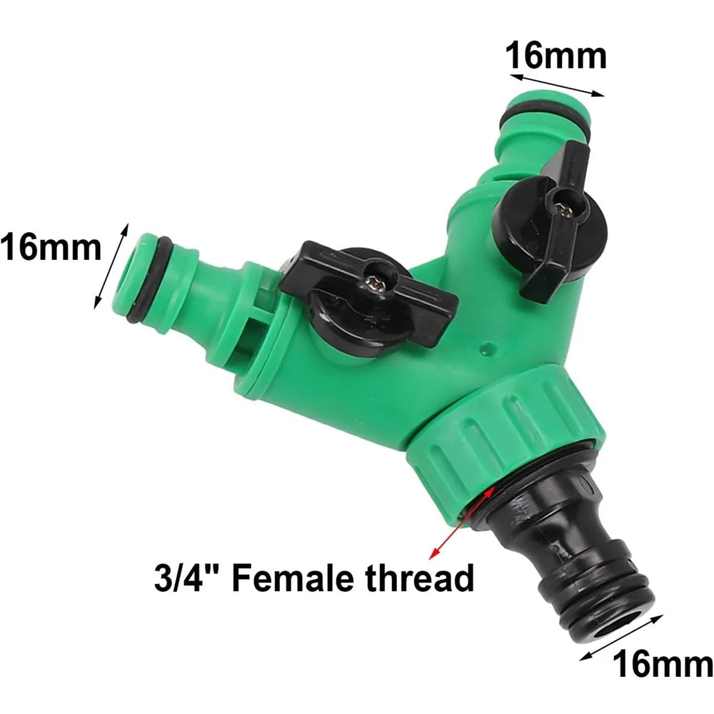 Garden Water Pipe Connectors Pipe Adapter Y Shape Hose Splitter Valve Three Way Plastic Valve with Switch for Flower Planting