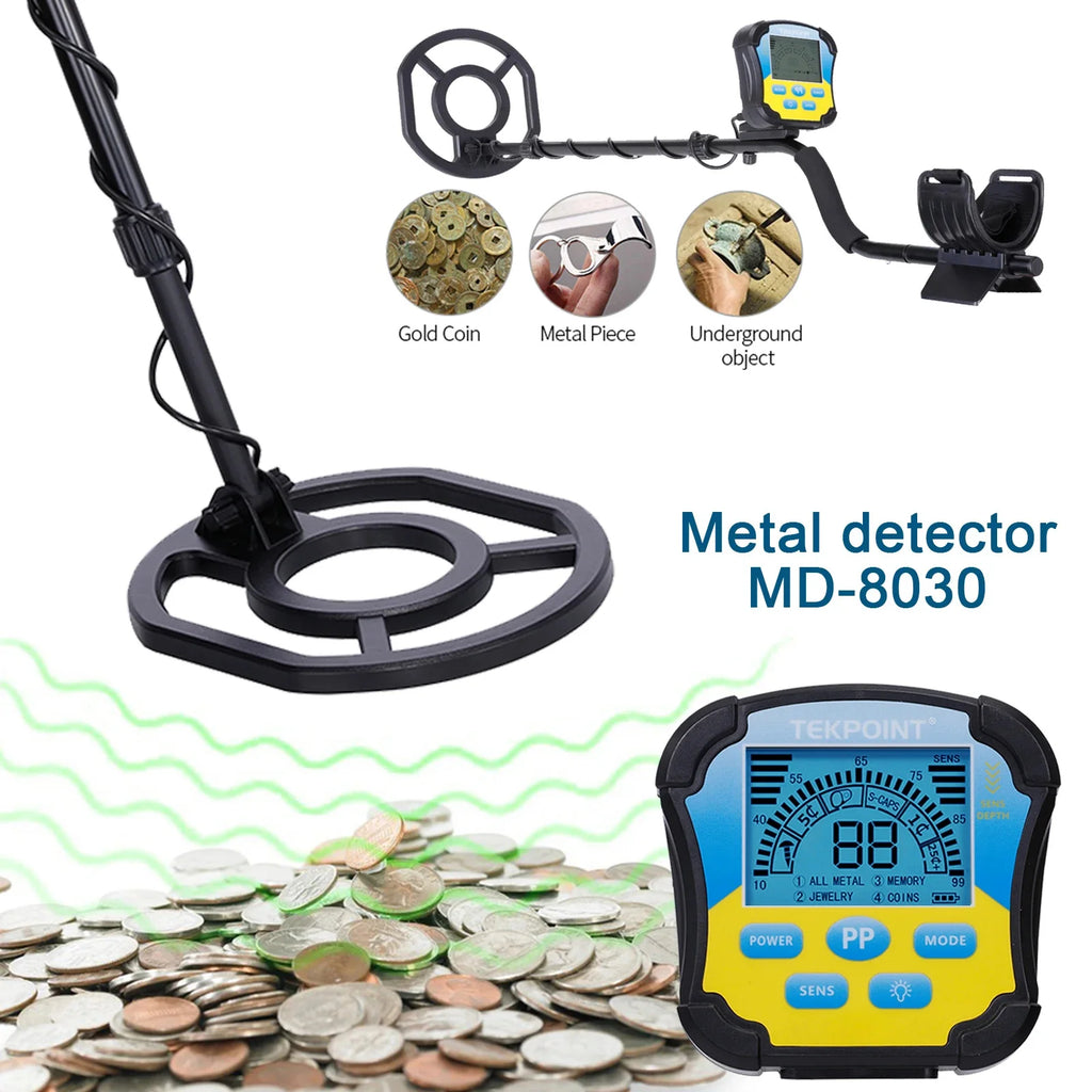 MD8030 Underground Metal Detector High Sensitivity Metal Gold Digger Hunter Treasure Hunter Depth 2.5m Waterproof Search Coil