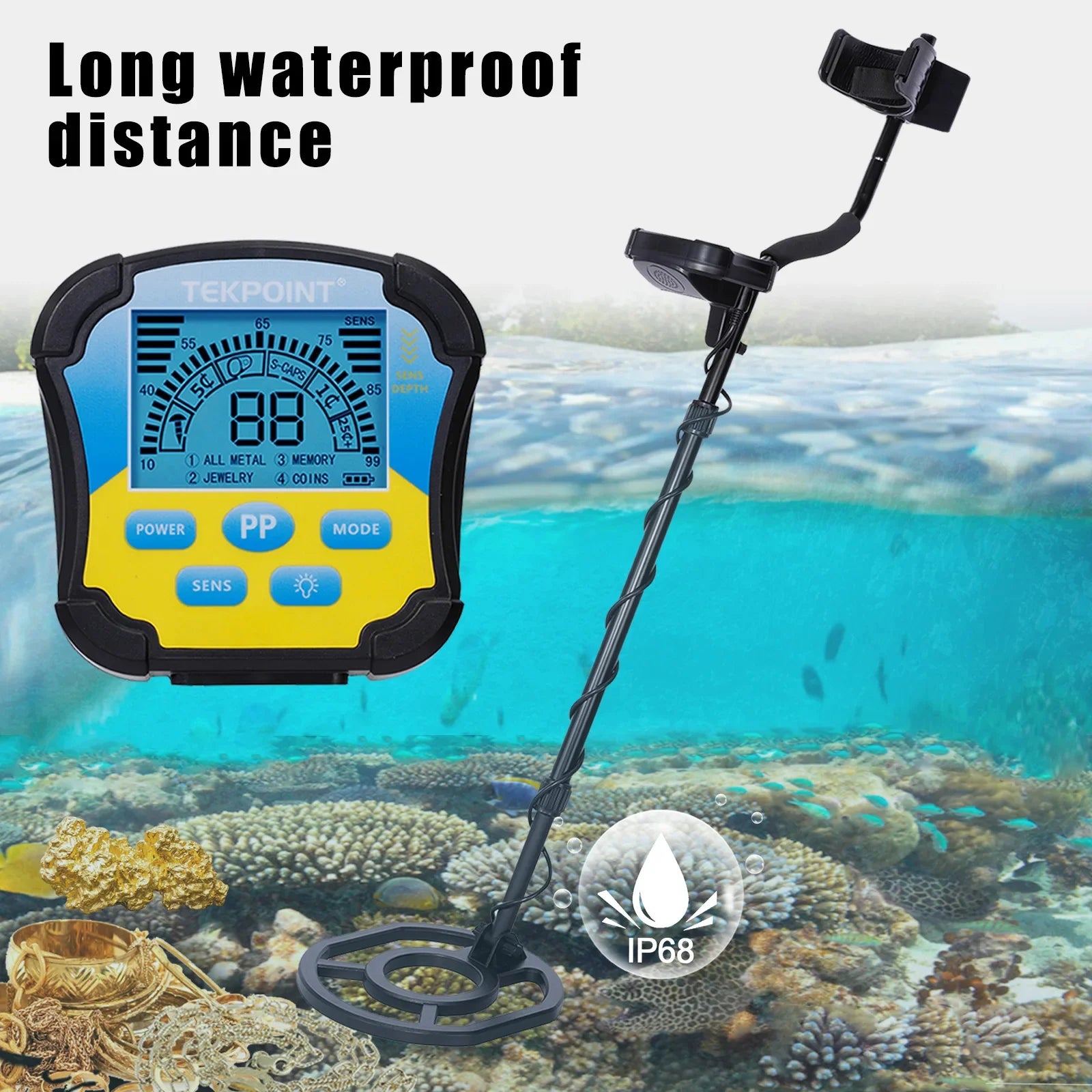 MD8030 Underground Metal Detector High Sensitivity Metal Gold Digger Hunter Treasure Hunter Depth 2.5m Waterproof Search Coil