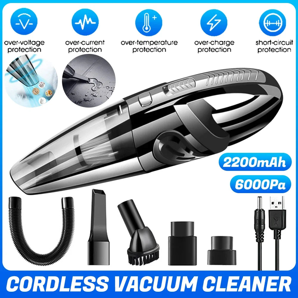 Wireless Vacuum Cleaner Powerful Cyclone Suction Rechargeable Handheld Car Vacuum Cleaner Quick Charge for Car Home Pet Hair