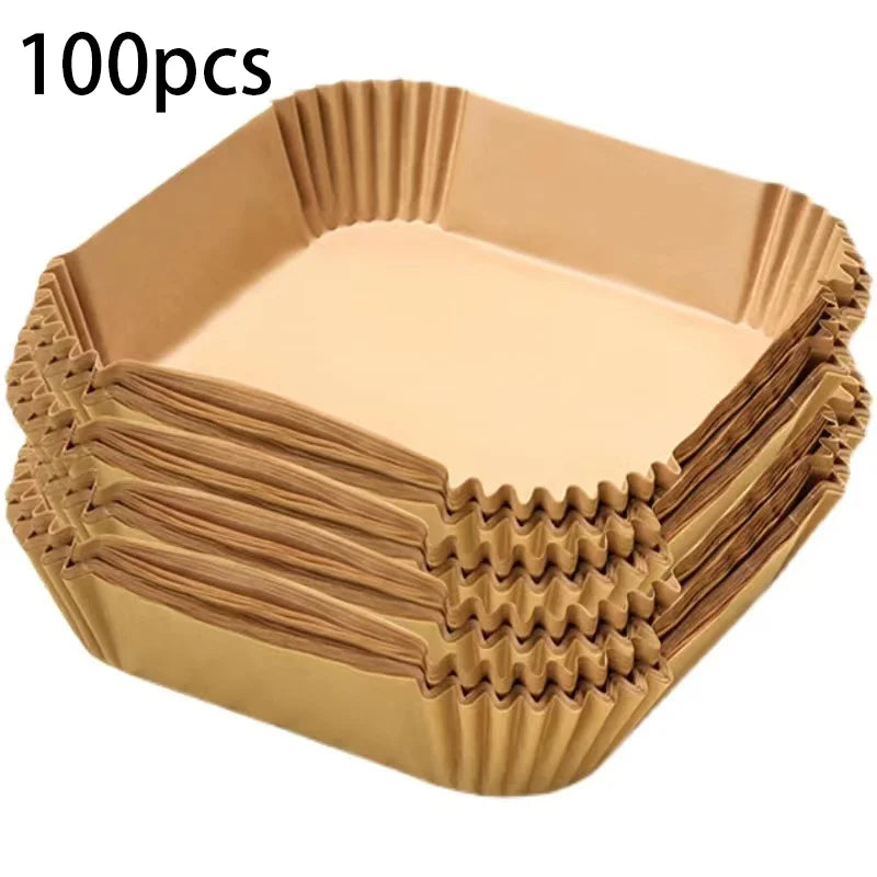 50/100/200pcs Disposable Air Fryer Paper Round/Square Special Paper Food Silicon Oil Paper Air Fryer Liners Baking Paper