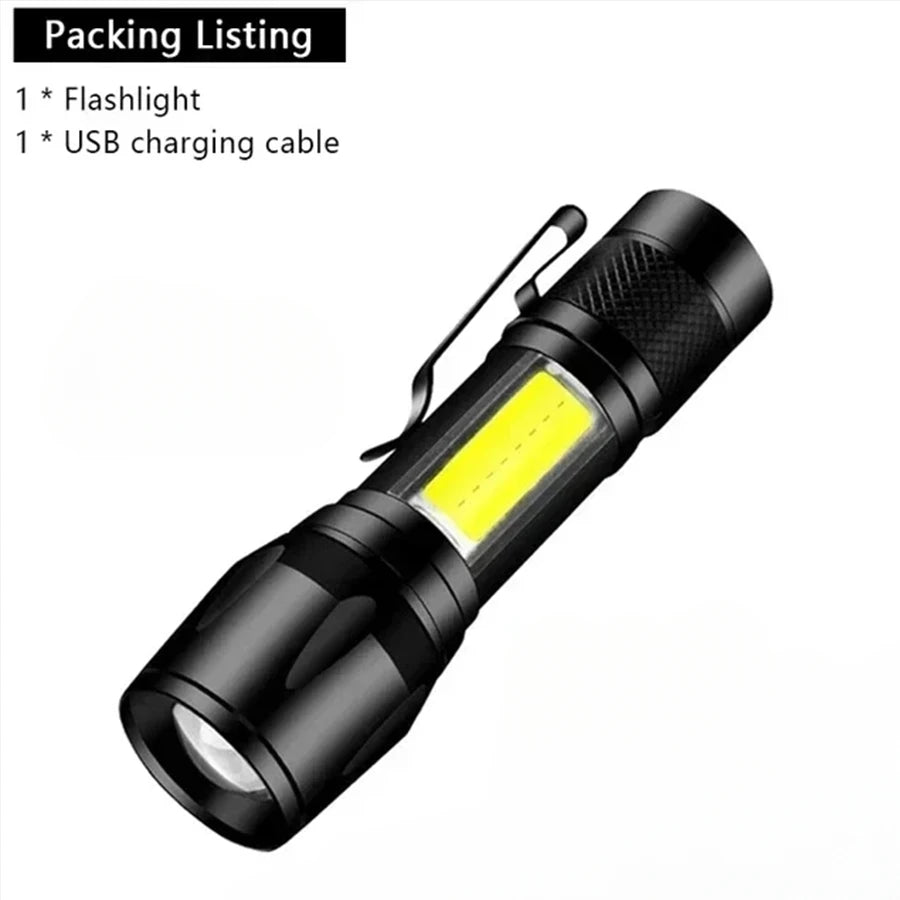 High-power Led Flashlight USB Rechargeable Torch with Display Zoomable Light with Battery Camping Hiking Lantern Emergency Lamp