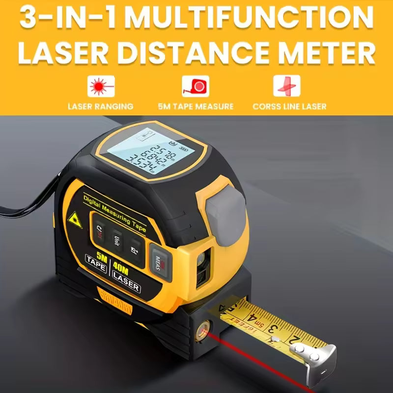 1pc Laser Tape Measure 3 In 1 Digital Tape Measure