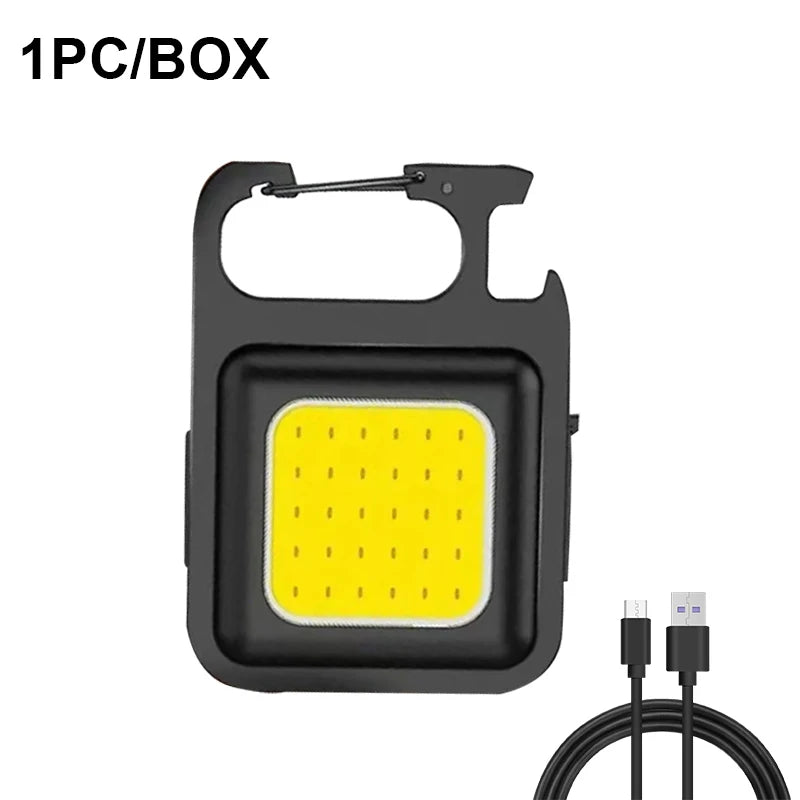 Super Bright Mini COB Keychain Portable light Flashlight Charging Lamp Camping Lights with Magnet 4 Lighting Modes Forwork Light