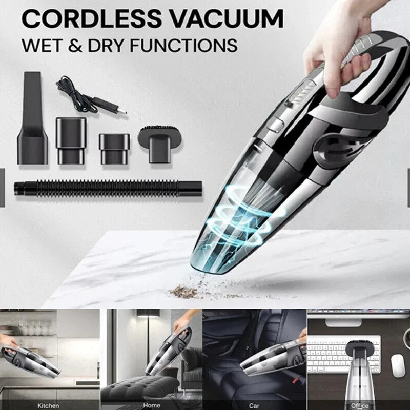 Wireless Vacuum Cleaner Powerful Cyclone Suction Rechargeable Handheld Car Vacuum Cleaner Quick Charge for Car Home Pet Hair