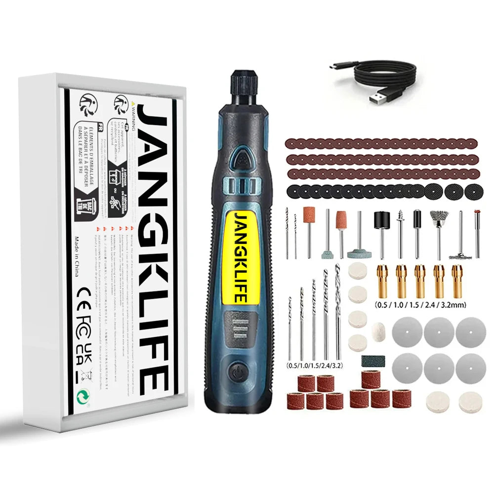 JANGKLIFE USB Cordless Rotary Tool Kit Woodworking Engraving Pen DIY For Jewelry Metal Glass Mini Wireless Drill