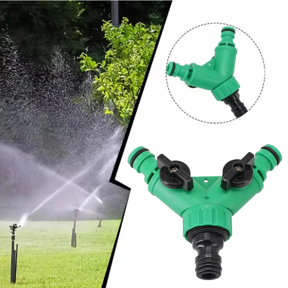 Garden Water Pipe Connectors Pipe Adapter Y Shape Hose Splitter Valve Three Way Plastic Valve with Switch for Flower Planting