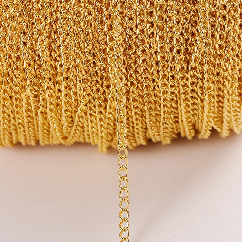 2 Meter Flat 2.5/3.5/4.5mm Extension Thin Chain Metal Chain DIY Necklace Body Chain Jewelry Making Chain Accessories