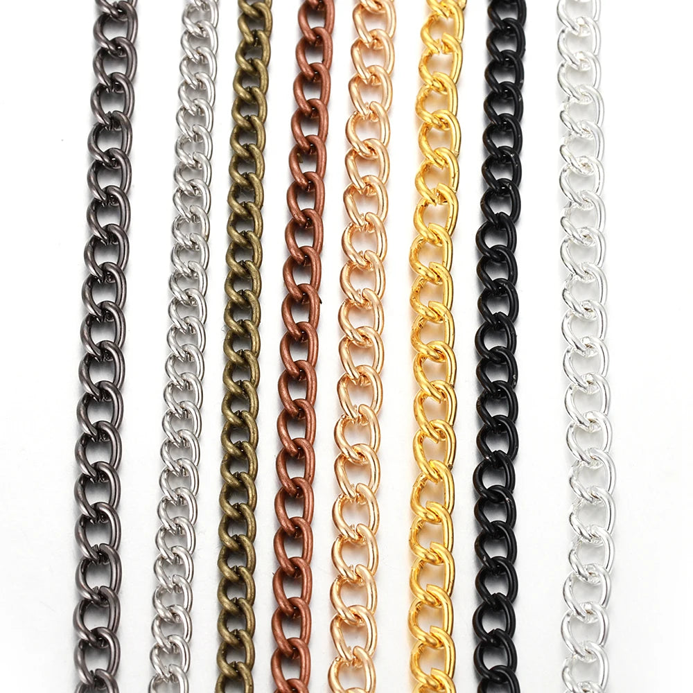 2 Meter Flat 2.5/3.5/4.5mm Extension Thin Chain Metal Chain DIY Necklace Body Chain Jewelry Making Chain Accessories