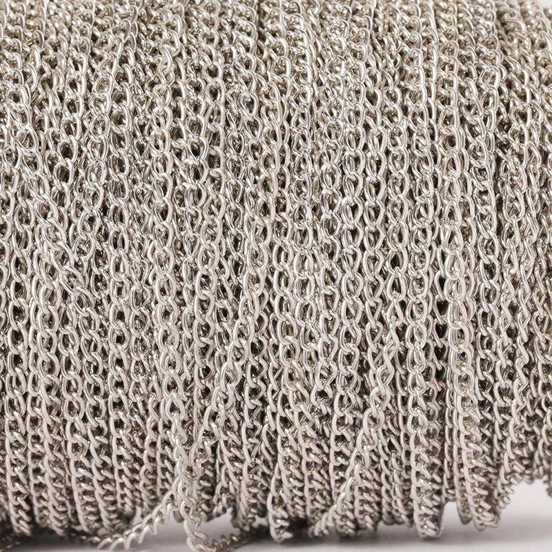 2 Meter Flat 2.5/3.5/4.5mm Extension Thin Chain Metal Chain DIY Necklace Body Chain Jewelry Making Chain Accessories