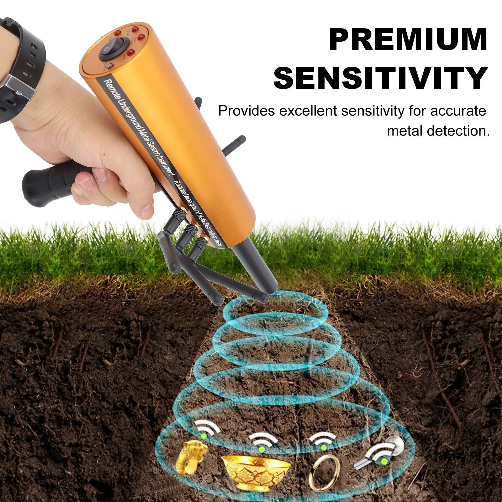 AKS Metal Detector Metal Pinpointer 30m Depth 1200m Range 6 Antenna Accurate Finding Gold Detector Gold Detector Locator