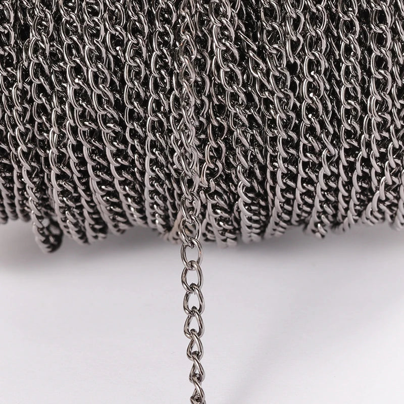 2 Meter Flat 2.5/3.5/4.5mm Extension Thin Chain Metal Chain DIY Necklace Body Chain Jewelry Making Chain Accessories