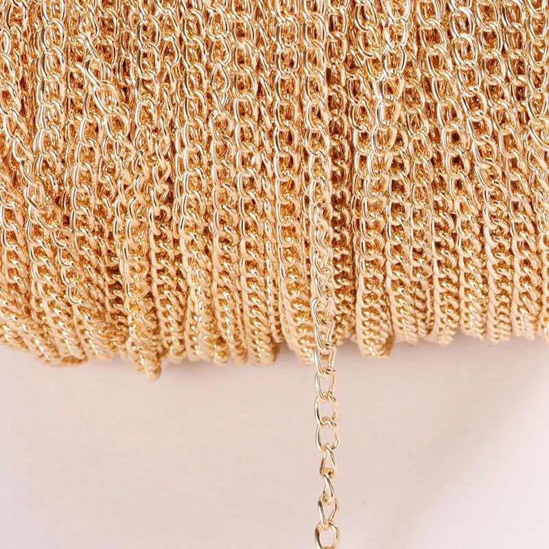 2 Meter Flat 2.5/3.5/4.5mm Extension Thin Chain Metal Chain DIY Necklace Body Chain Jewelry Making Chain Accessories