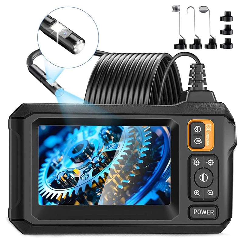Industrial Endoscope Camera 8mm HD1080P 4.3inch IPS Screen 1080P Pipe Inspection Camera for Car Repair IP67 Waterproof 8 LEDS